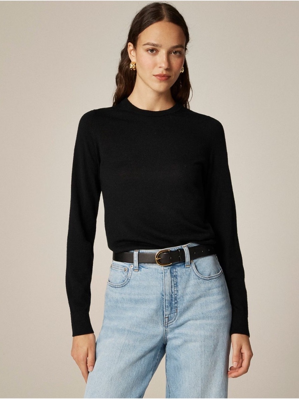 NWT J.Crew Merino Wool 100% Carolyn Fitted Crewneck Sweater Black S